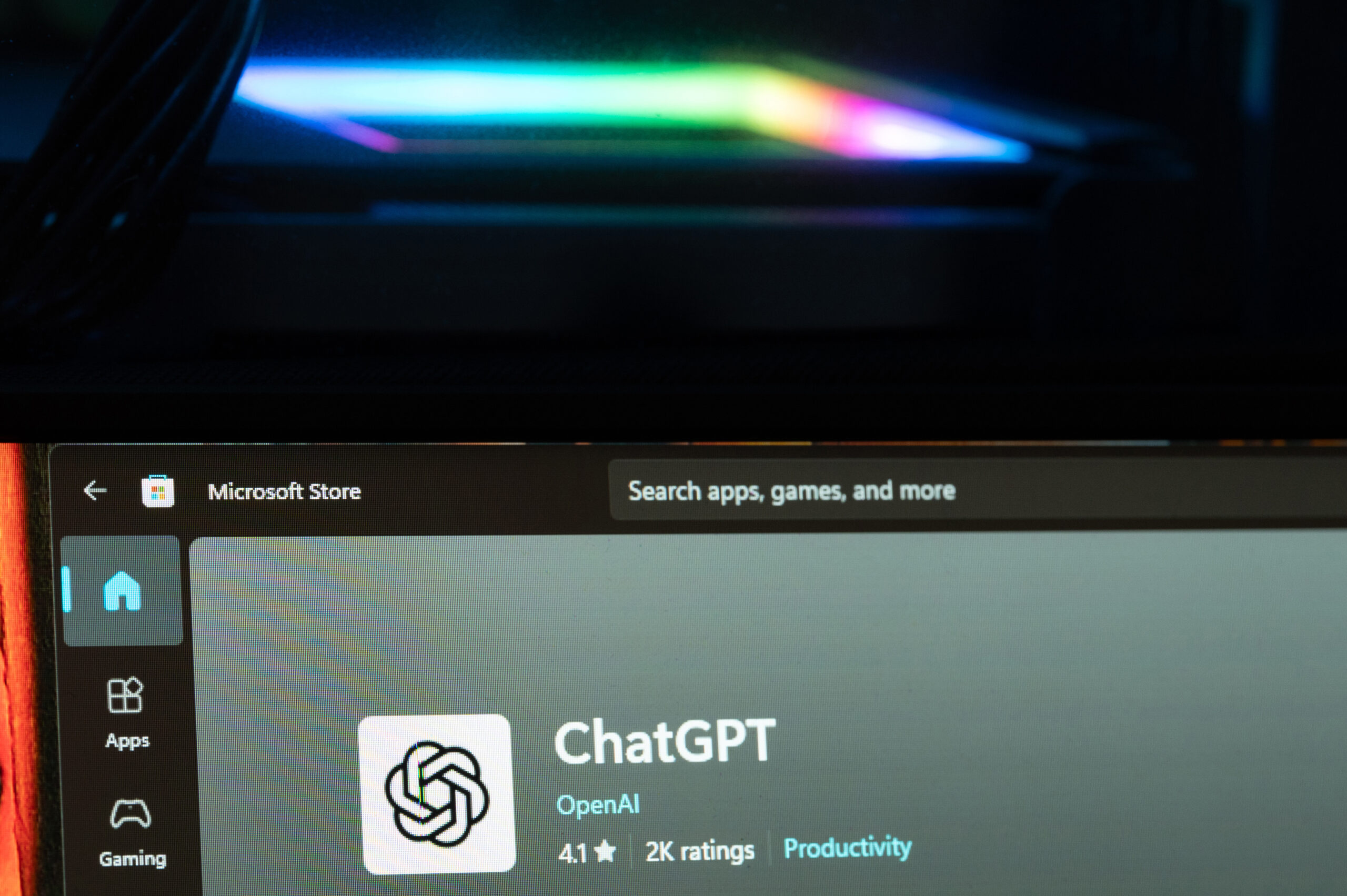 ChatGPT app in Microsoft store menu