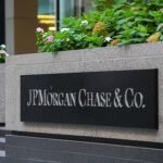 The logo sign of JPMorgan Chase brand an American multinational investment bank.