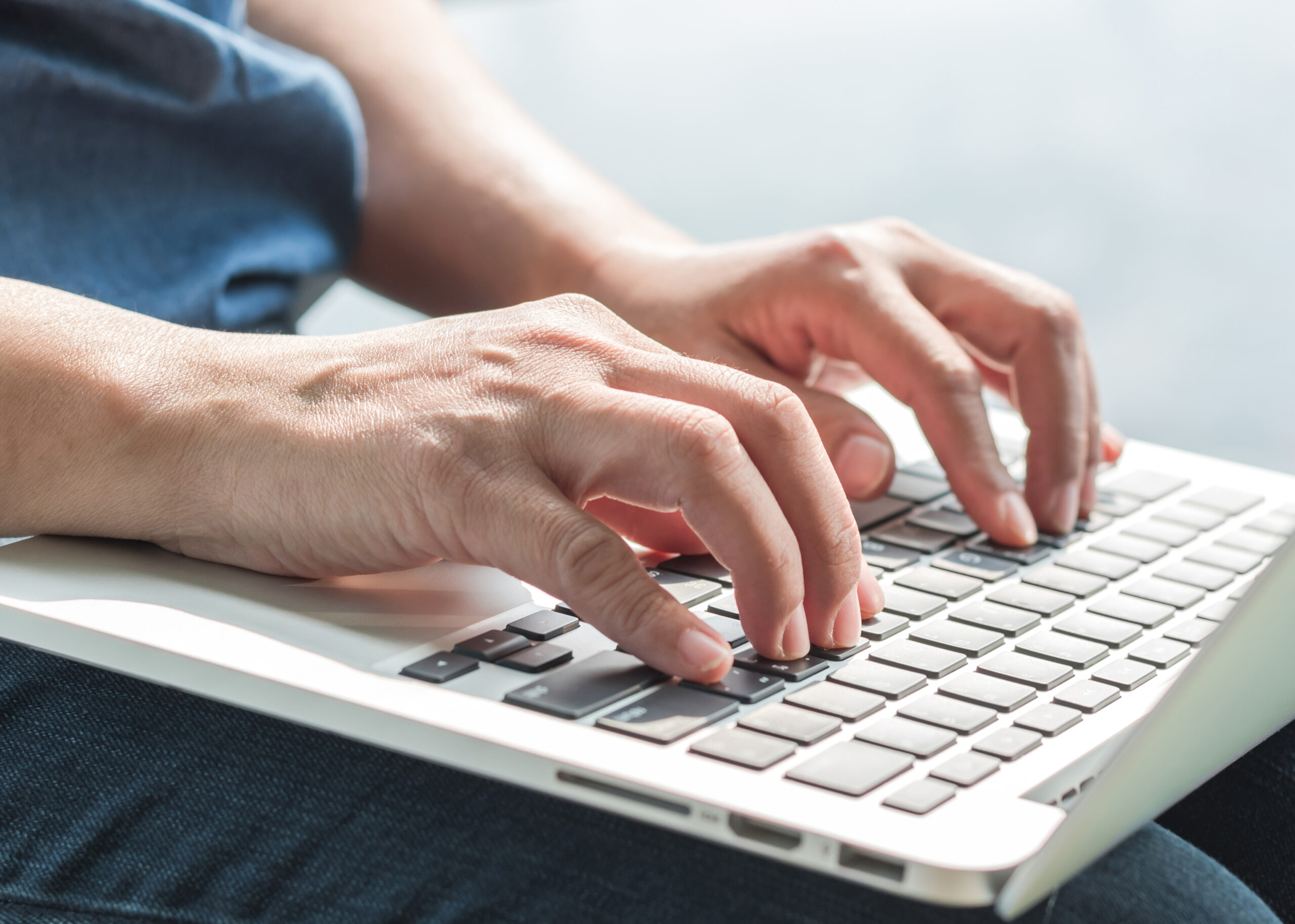 blog writer or business person using smart device working on internet communication technology
