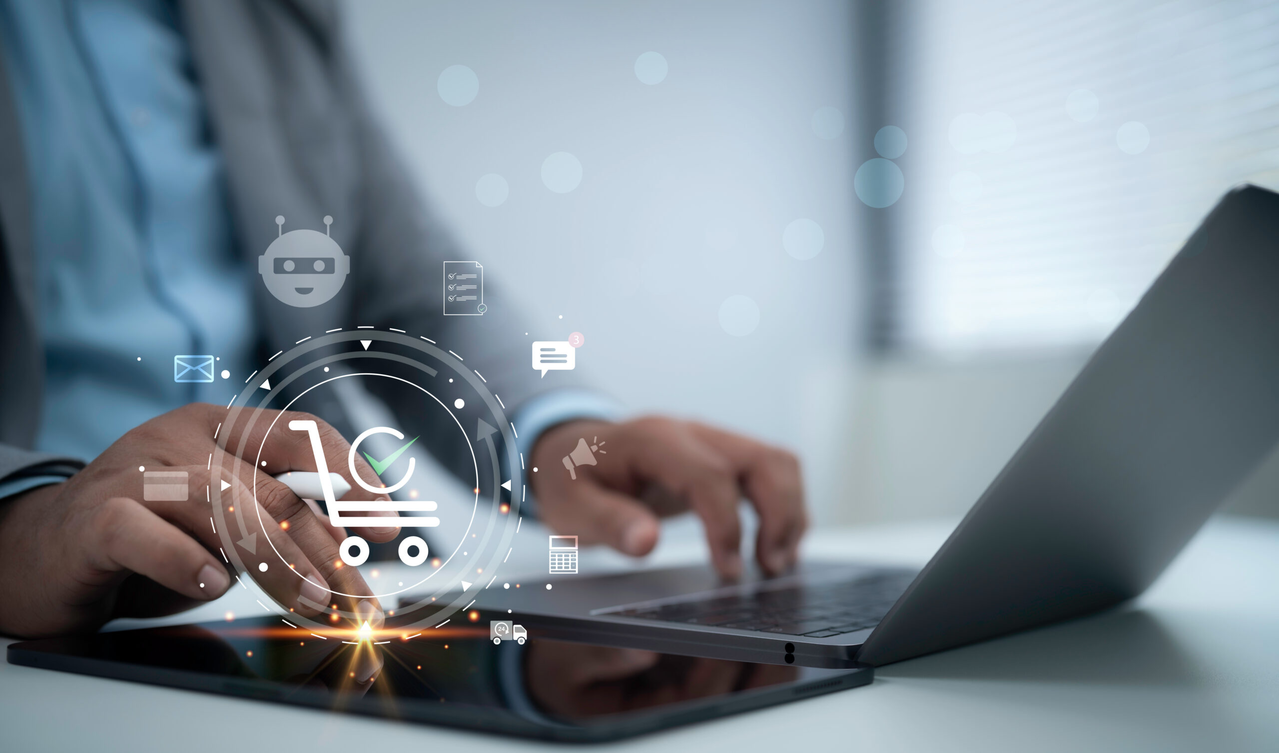 AI ecommerce shopping technology with digital cart